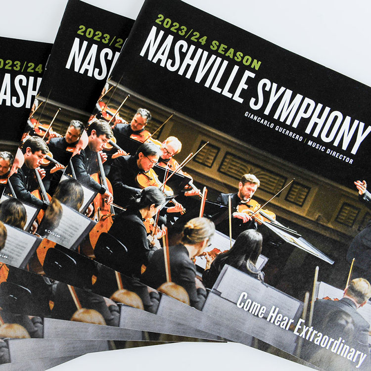 Nashville Symphony promotional event guides featuring Movies at the Schermerhorn concert series